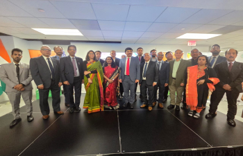 Ambassador Ms. Sripriya Ranganathan inaugurated the new chancery premises of the Consulate General of India, San Francisco with a ceremonial ribbon-cutting, along with Consul General Dr. K. Srikar Reddy, OFM Regional Director Mr. John Choi, and in the presence of prominent members of the Indian community. 